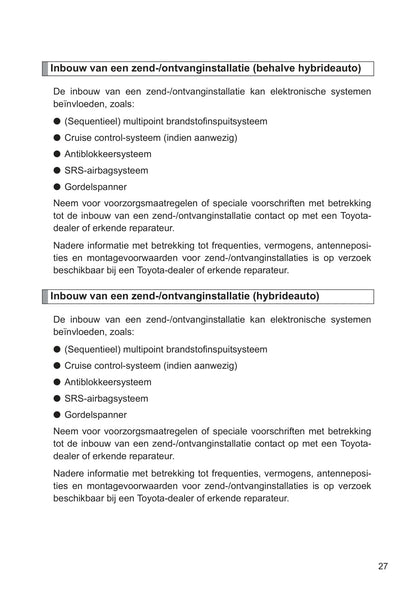 2013-2014 Toyota Yaris/Yaris Hybrid Owner's Manual | Dutch