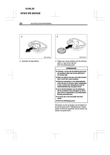 2010-2011 Toyota Aygo Owner's Manual | Dutch