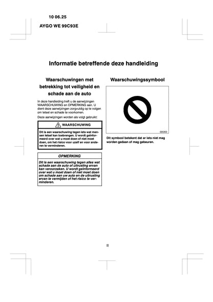 2010-2011 Toyota Aygo Gebruikershandleiding | Nederlands