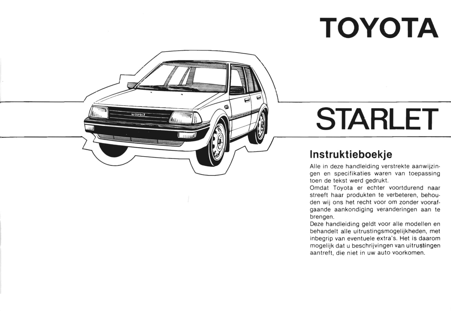 1985-1986 Toyota Starlet Owner's Manual | Dutch
