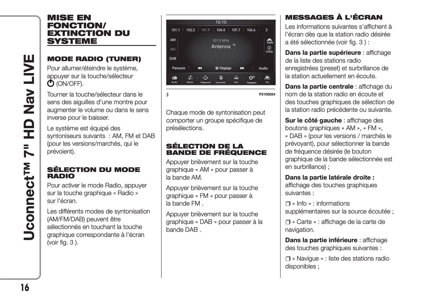 Fiat 500 & 500 Cabrio Uconnect Radio Nav 7.0 Guide d'utilisation 2017 - 2018