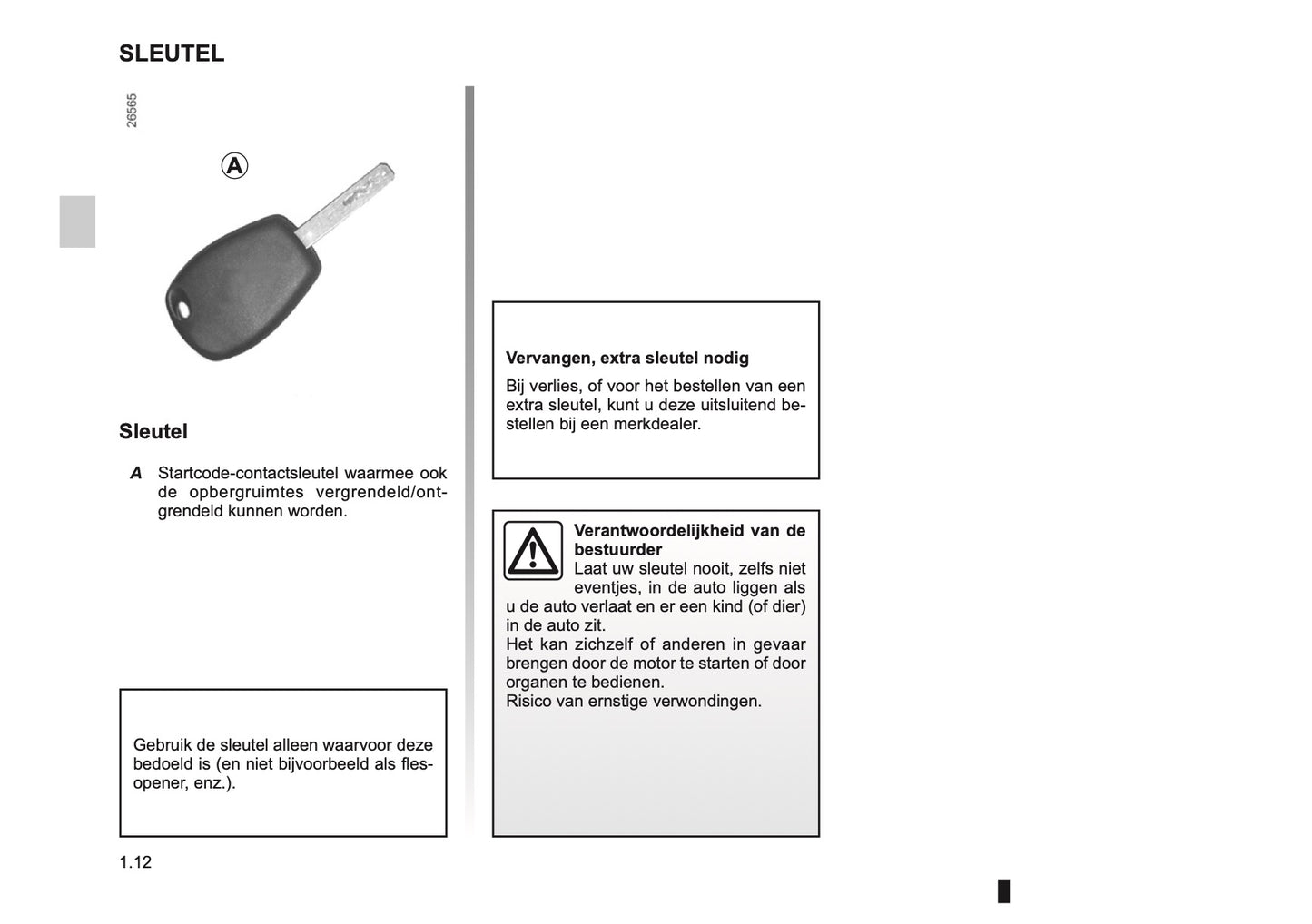 2012-2013 Renault Twizy Z.E. Owner's Manual | Dutch