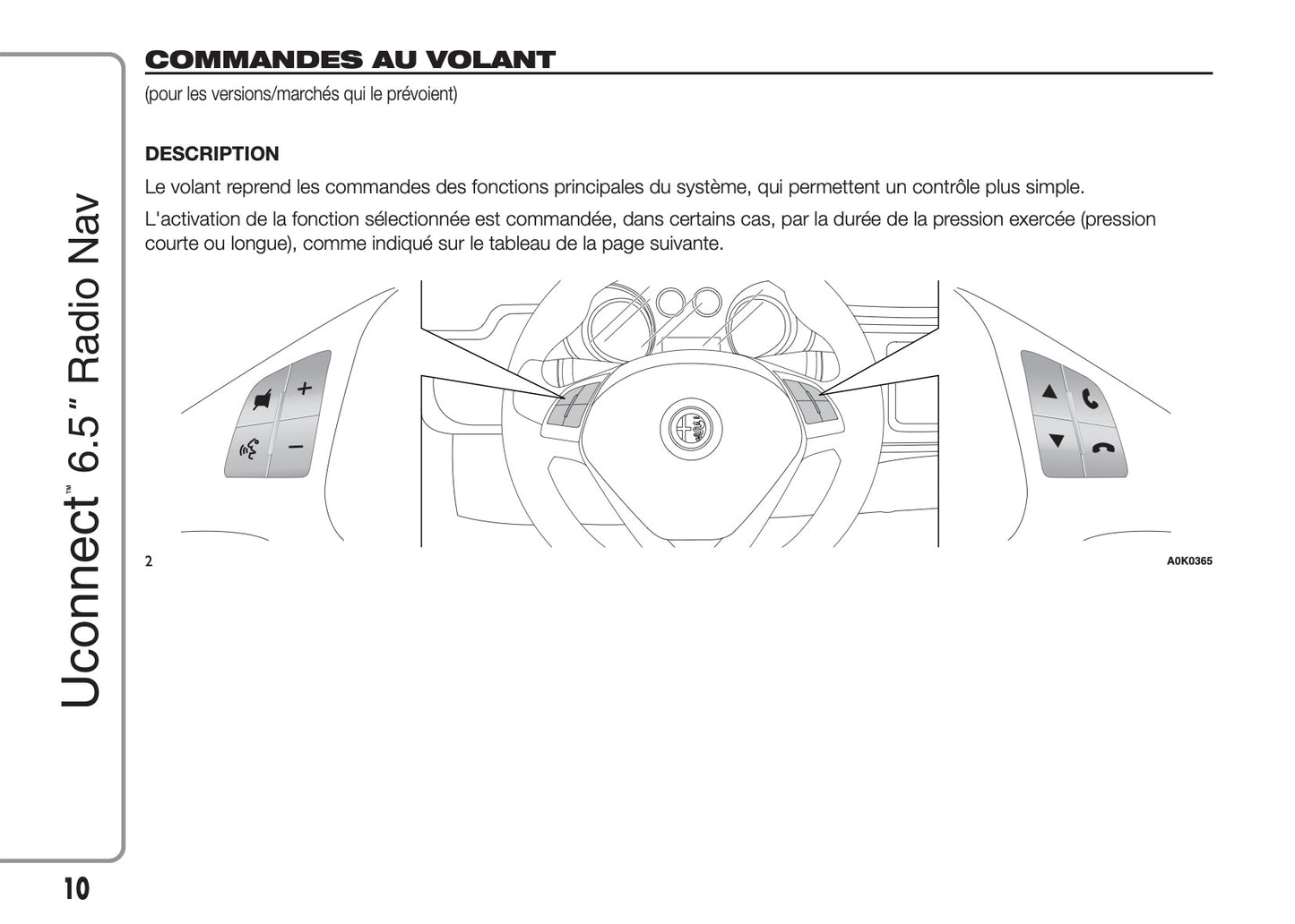 Alfa Romeo Giulietta Uconnect Radio Nav 6.5 Guide d'utilisation 2014 - 2016