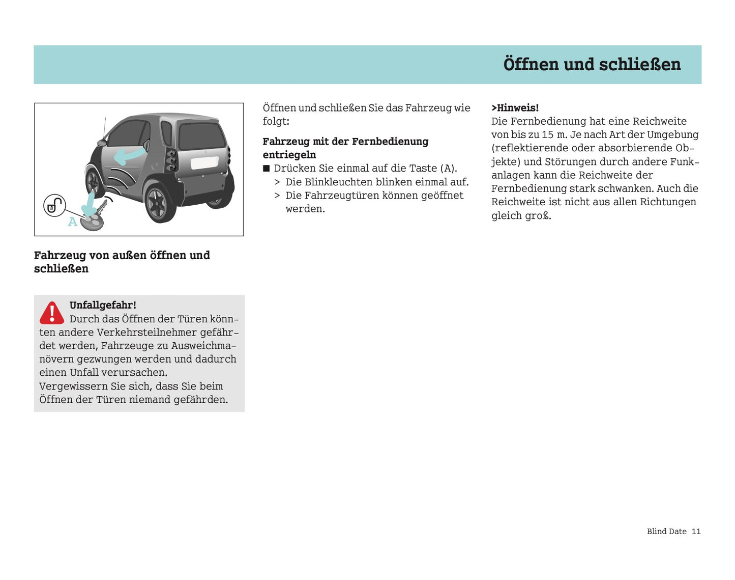 2004-2007 Smart Fortwo Owner's Manual | German