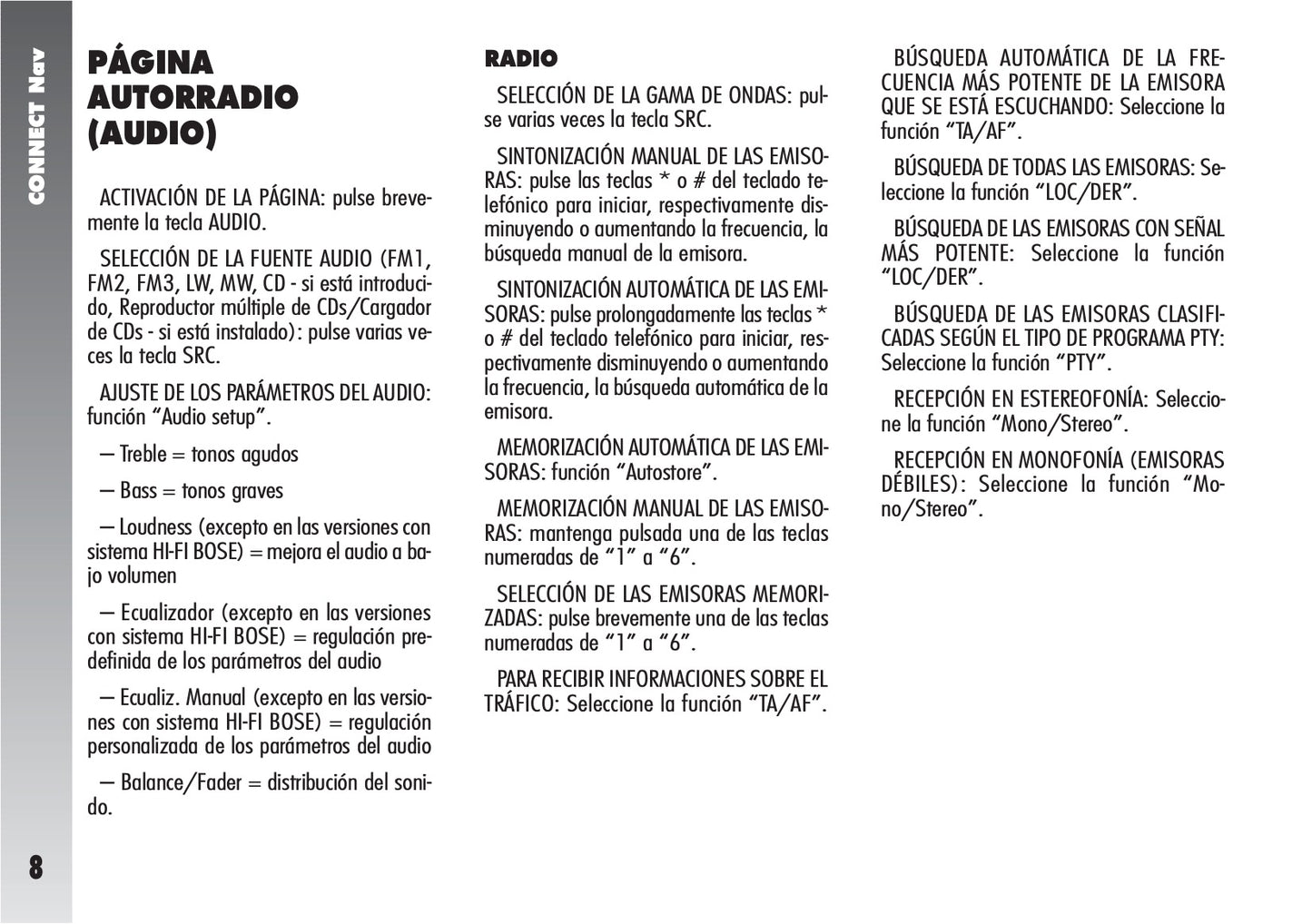 Alfa Romeo Connect / Connect Nav+ Instrucciones 2007 - 2011