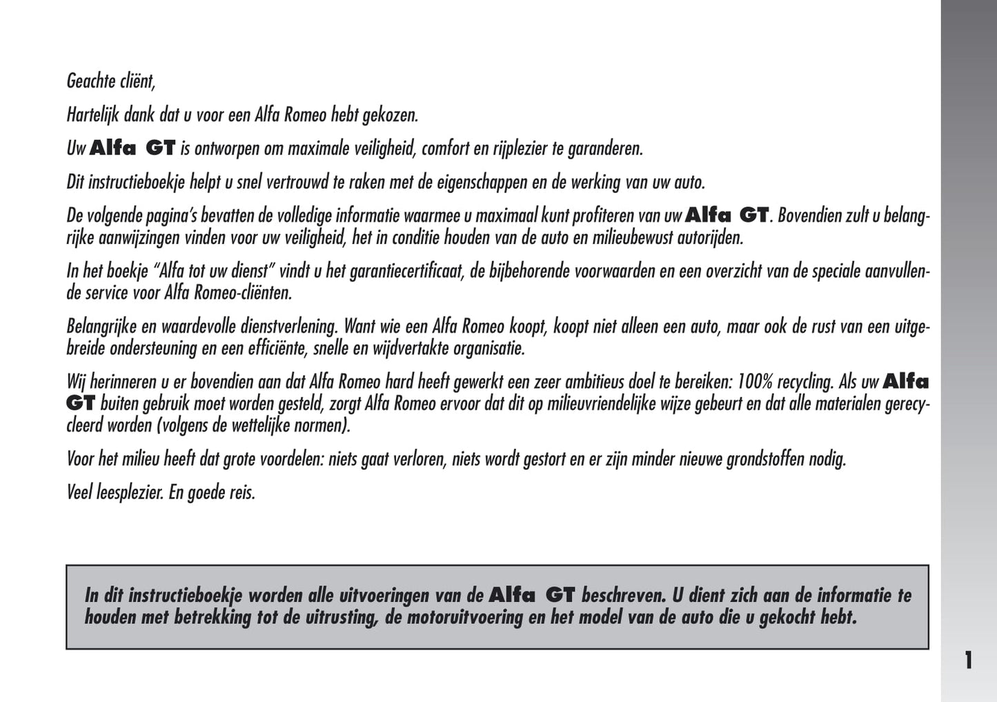 2003-2010 Alfa Romeo GT Gebruikershandleiding | Nederlands