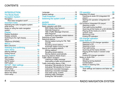 Skoda Radio Navigation System Manuel du propriétaire 2003