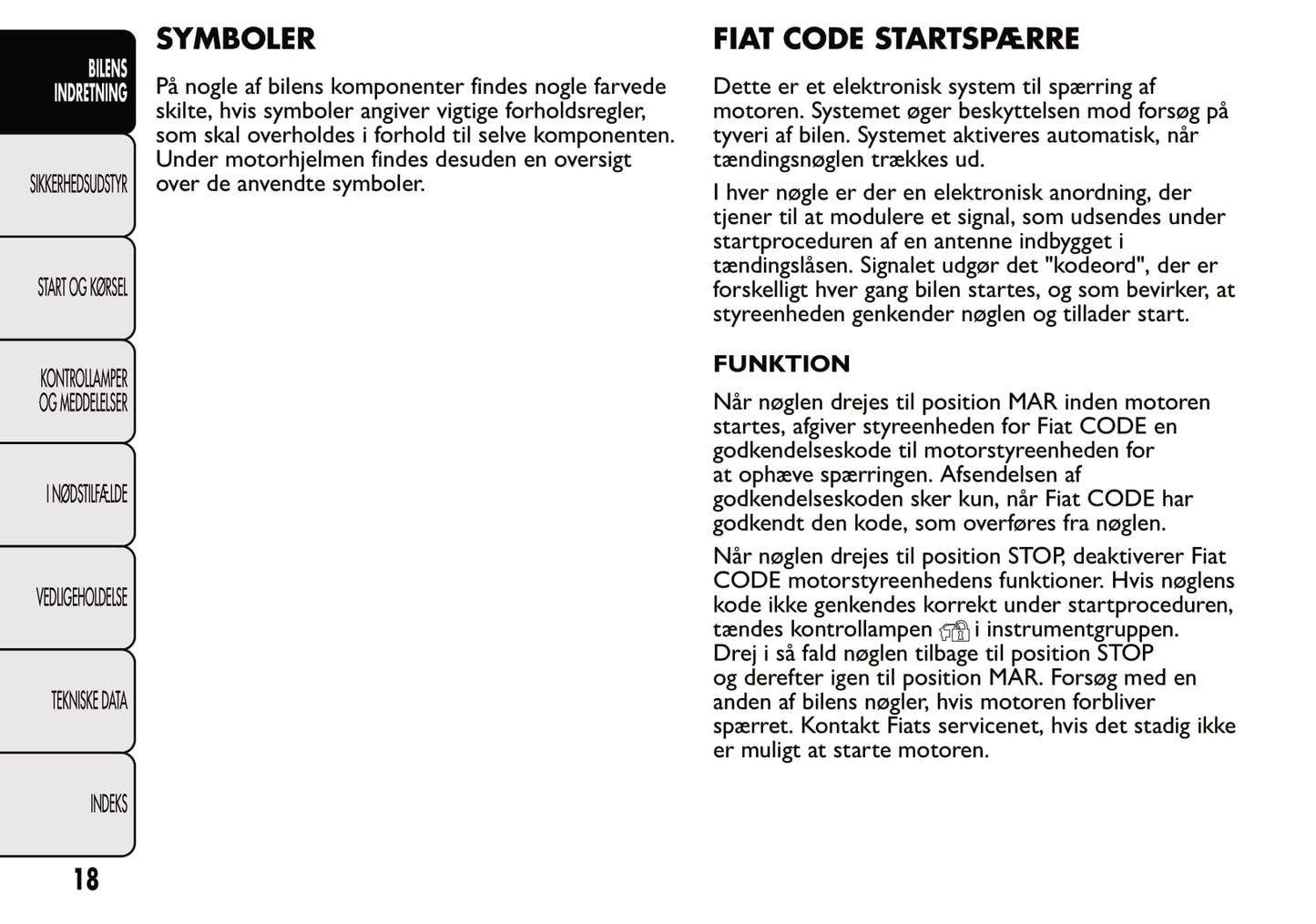 2013-2014 Fiat Panda Owner's Manual | Dansk