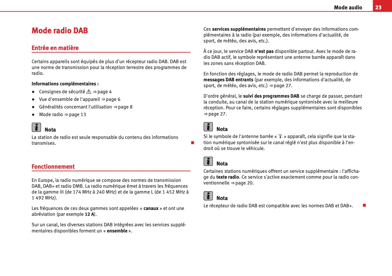 Seat Media System 2.2 Guide d’instructions