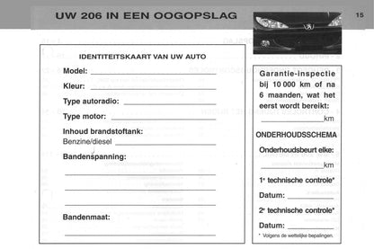 2002-2003 Peugeot 206/206 SW Owner's Manual | Dutch