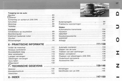 2002-2003 Peugeot 206/206 SW Gebruikershandleiding | Nederlands