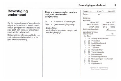 Opel Service- en Garantieboekje