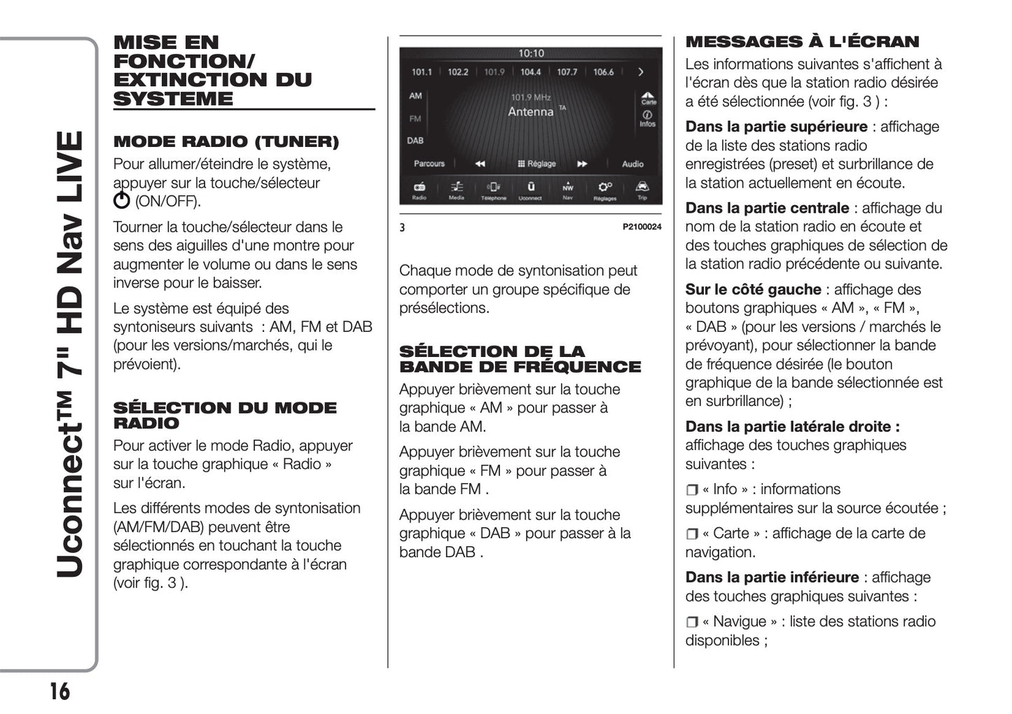 Fiat 500L Uconnect Radio Nav 7.0 Guide d'utilisation 2017 - 2023