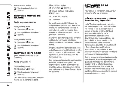 Alfa Romeo Giulietta Uconnect Radio Nav 6.5 Guide d'utilisation 2016 - 2023