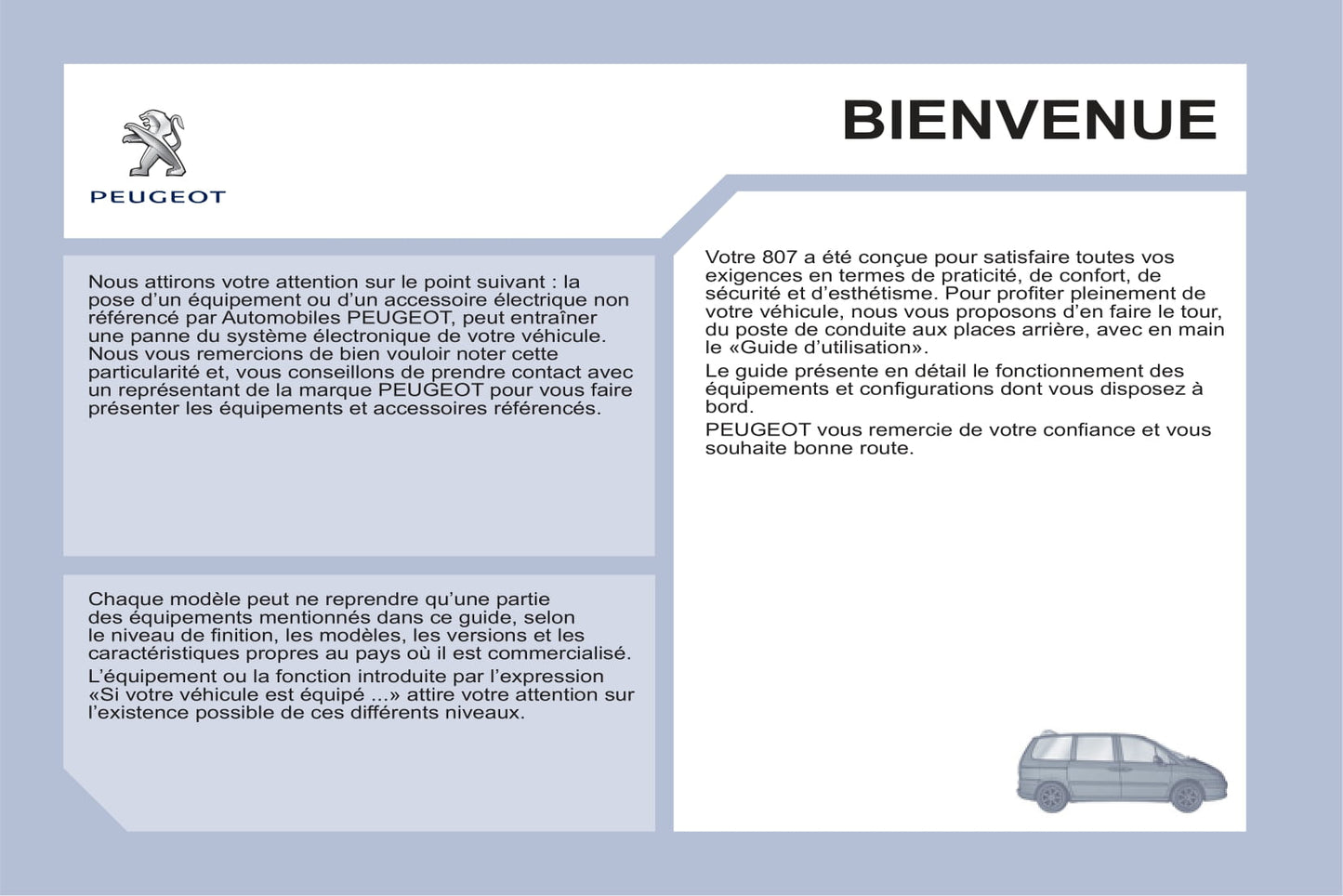 2013-2014 Peugeot 807 Manuel du propriétaire | Français