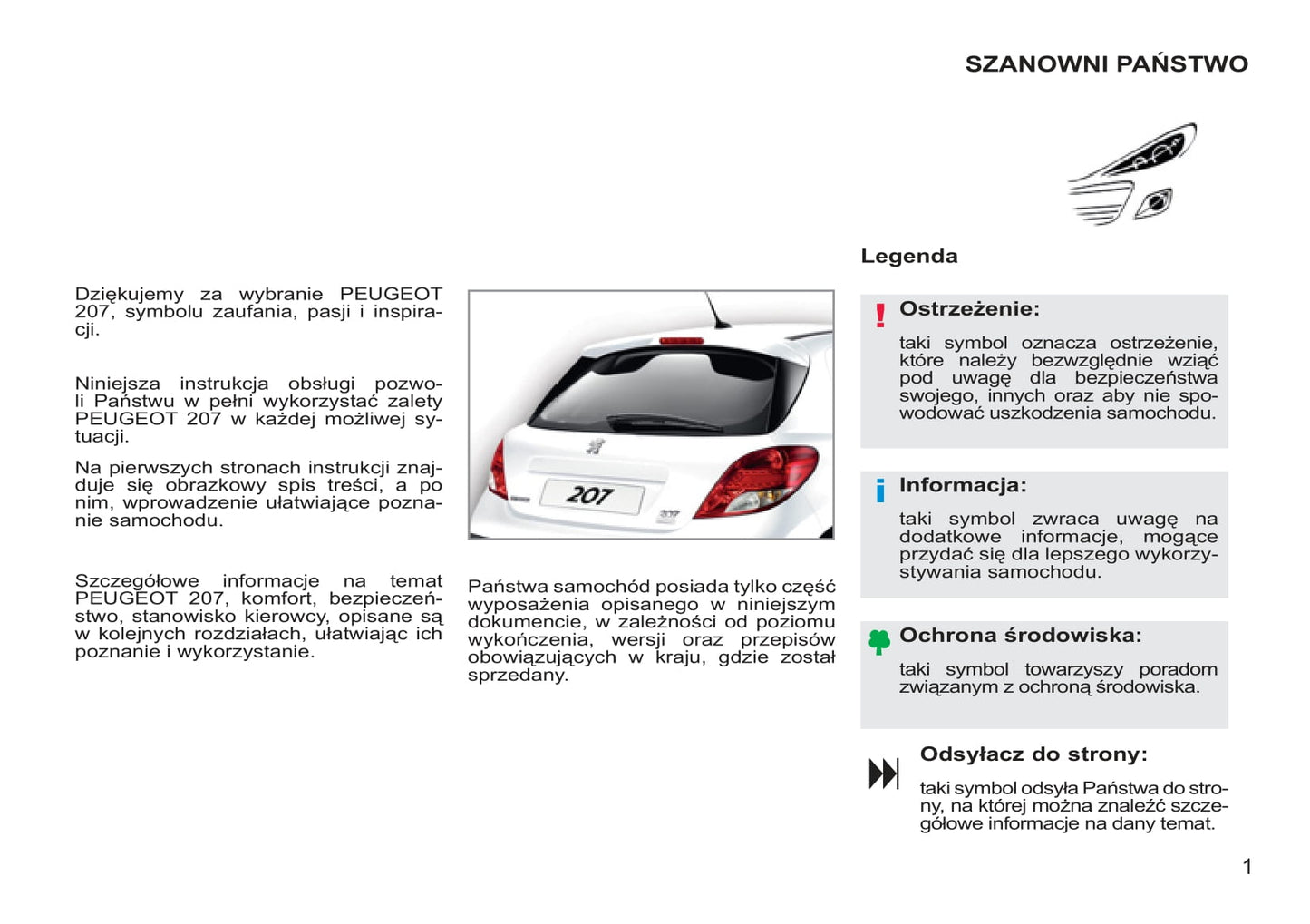 2011-2014 Peugeot 207/207 SW Bedienungsanleitung | Polnisch