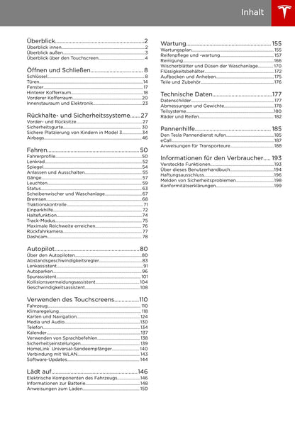 2019 Tesla Model 3 Owner's Manual | German