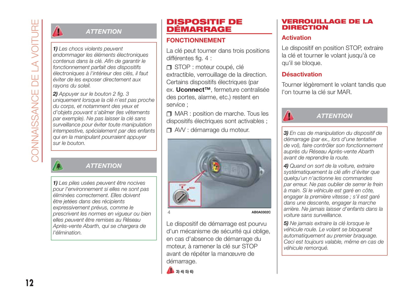 2016-2022 Abarth 595 Bedienungsanleitung | Französisch