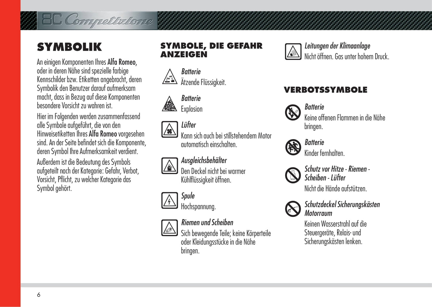2008 Alfa Romeo 8C Owner's Manual | German