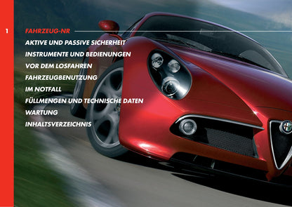 2008 Alfa Romeo 8C Gebruikershandleiding | Duits