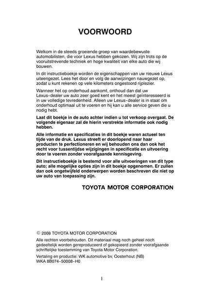 2008-2009 Lexus RX 400h Bedienungsanleitung | Niederländisch