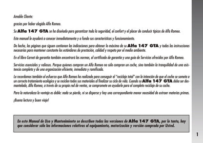 2007-2010 Alfa Romeo 147 Manuel du propriétaire | Espagnol