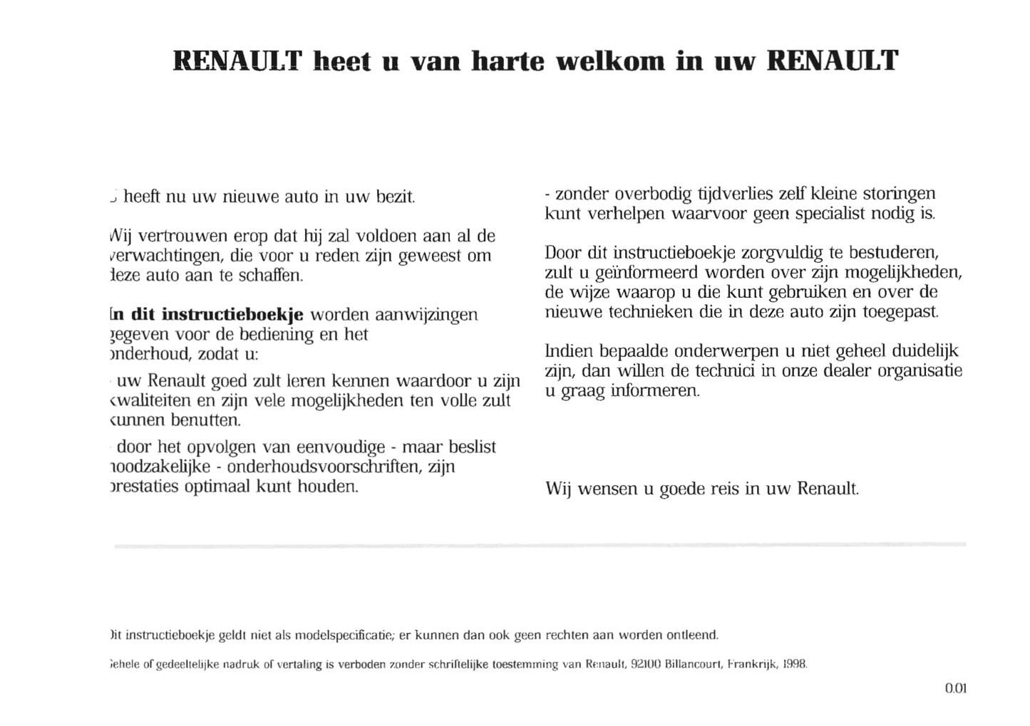 1990-2000 Renault Trafic Manuel du propriétaire | Néerlandais