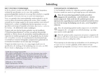 2001-2004 MG ZT Gebruikershandleiding | Nederlands