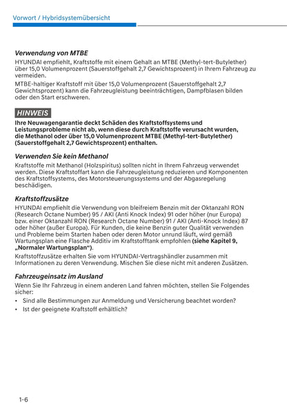 2021-2022 Hyundai Santa Fe Hybrid Bedienungsanleitung | Deutsch