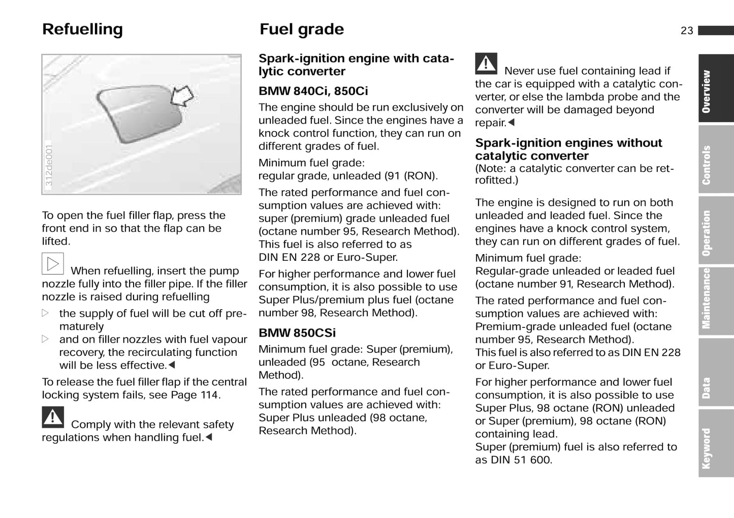 1996-1999 BMW 8 Series Owner's Manual | English