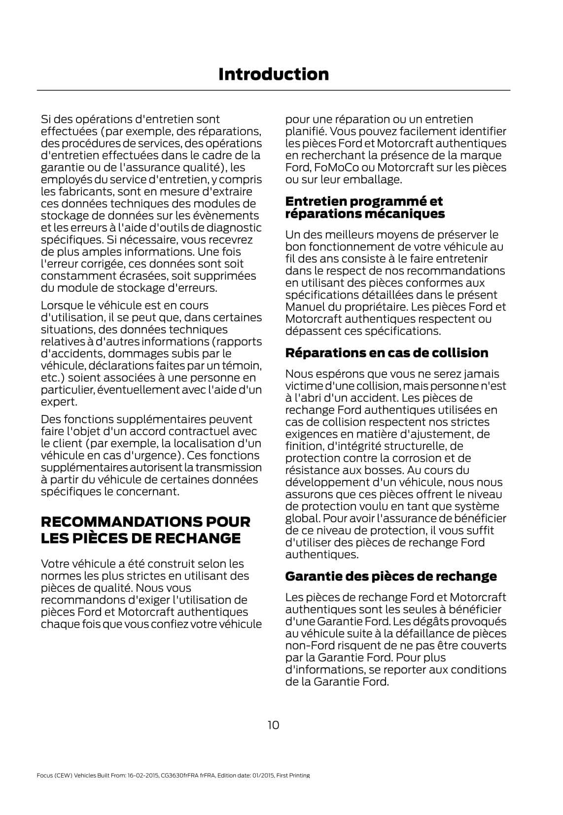 2015 Ford Focus Bedienungsanleitung | Französisch