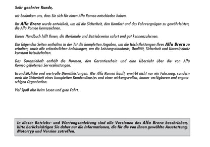 2005-2008 Alfa Romeo Brera Owner's Manual | German
