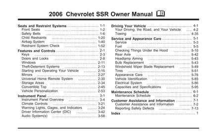 2006 Chevrolet SSR Owner's Manual | English