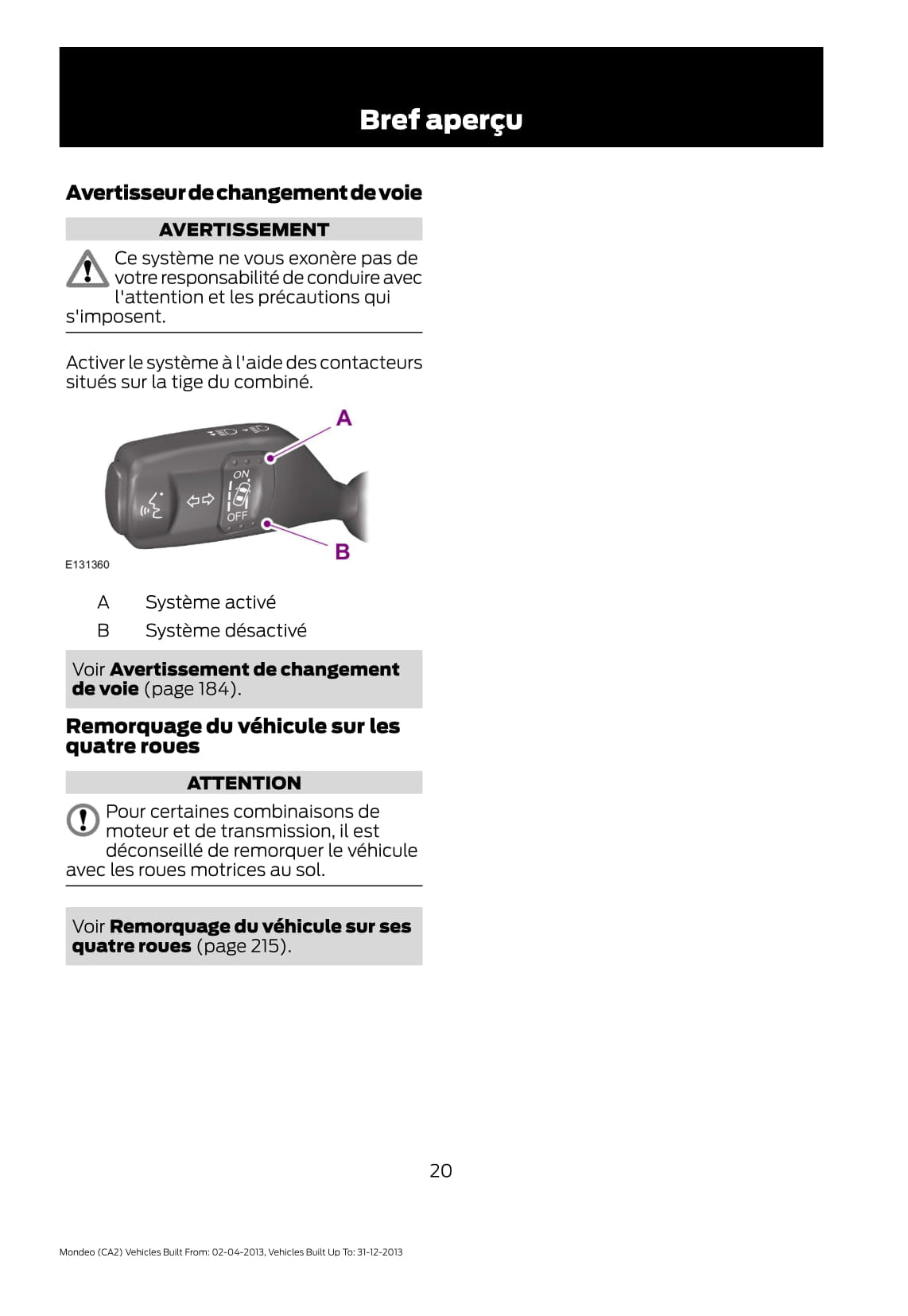 2013 Ford Mondeo Owner's Manual | French