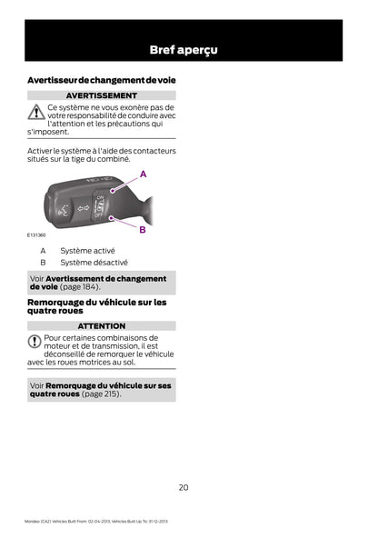 2013 Ford Mondeo Gebruikershandleiding | Frans