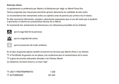2009-2012 Abarth Punto Evo Manuel du propriétaire | Espagnol
