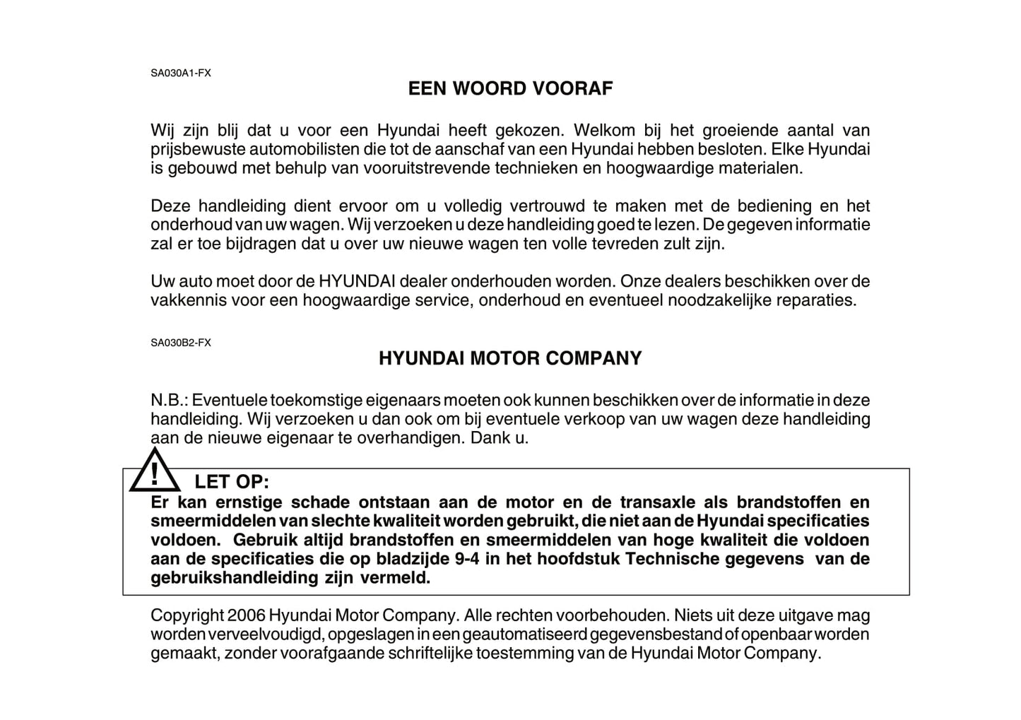 2002-2008 Hyundai Matrix Manuel du propriétaire | Néerlandais