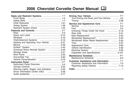 2006 Chevrolet Corvette Manuel du propriétaire | Anglais