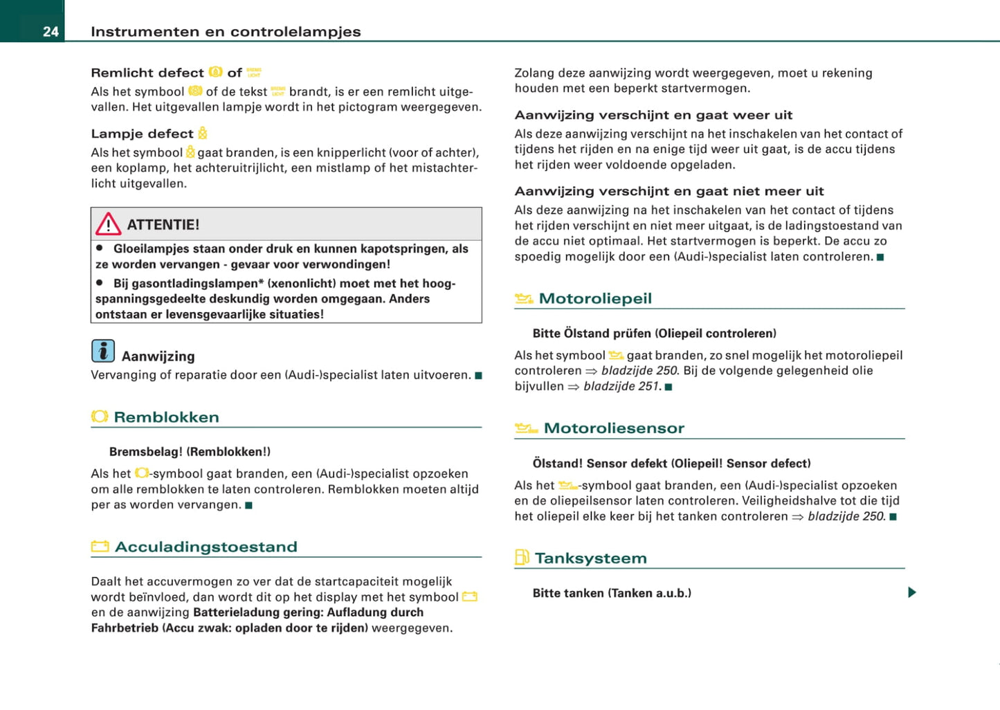 2008-2011 Audi A6 Owner's Manual | Dutch