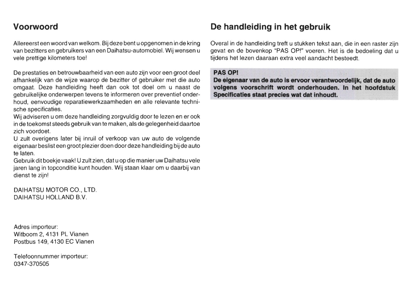 1999-2002 Daihatsu Move Bedienungsanleitung | Niederländisch