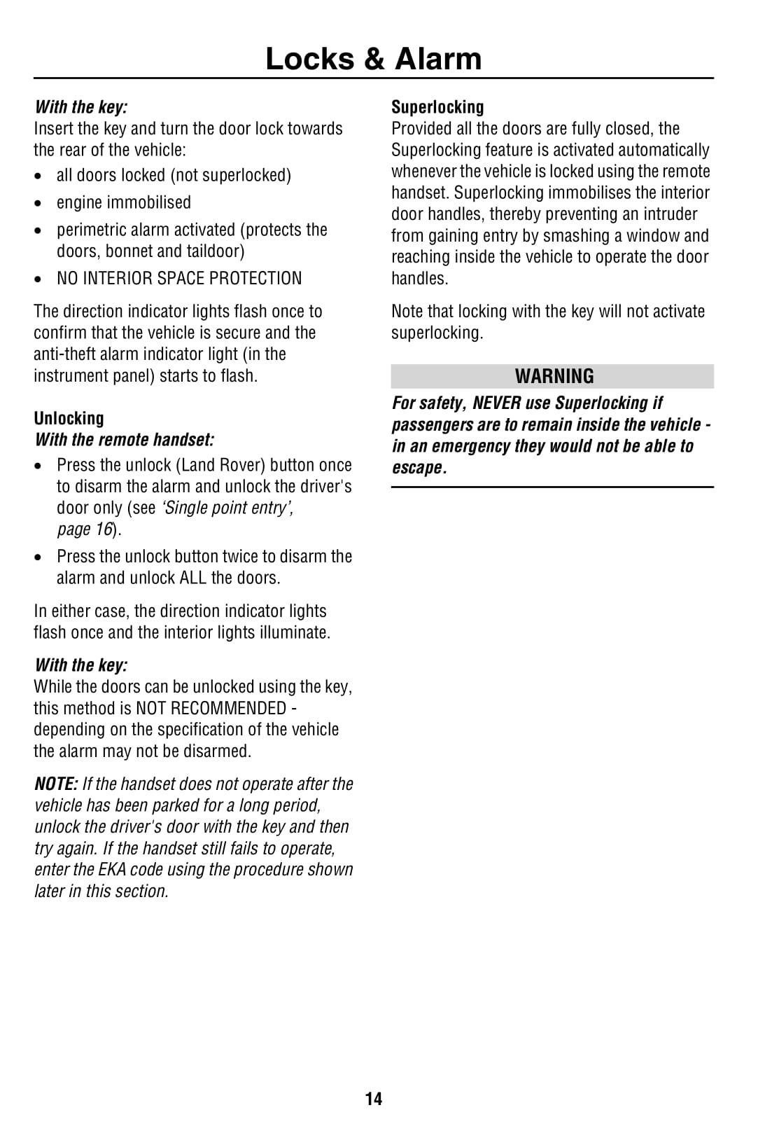 2000-2001 Land Rover Discovery 2 Owner's Manual | English