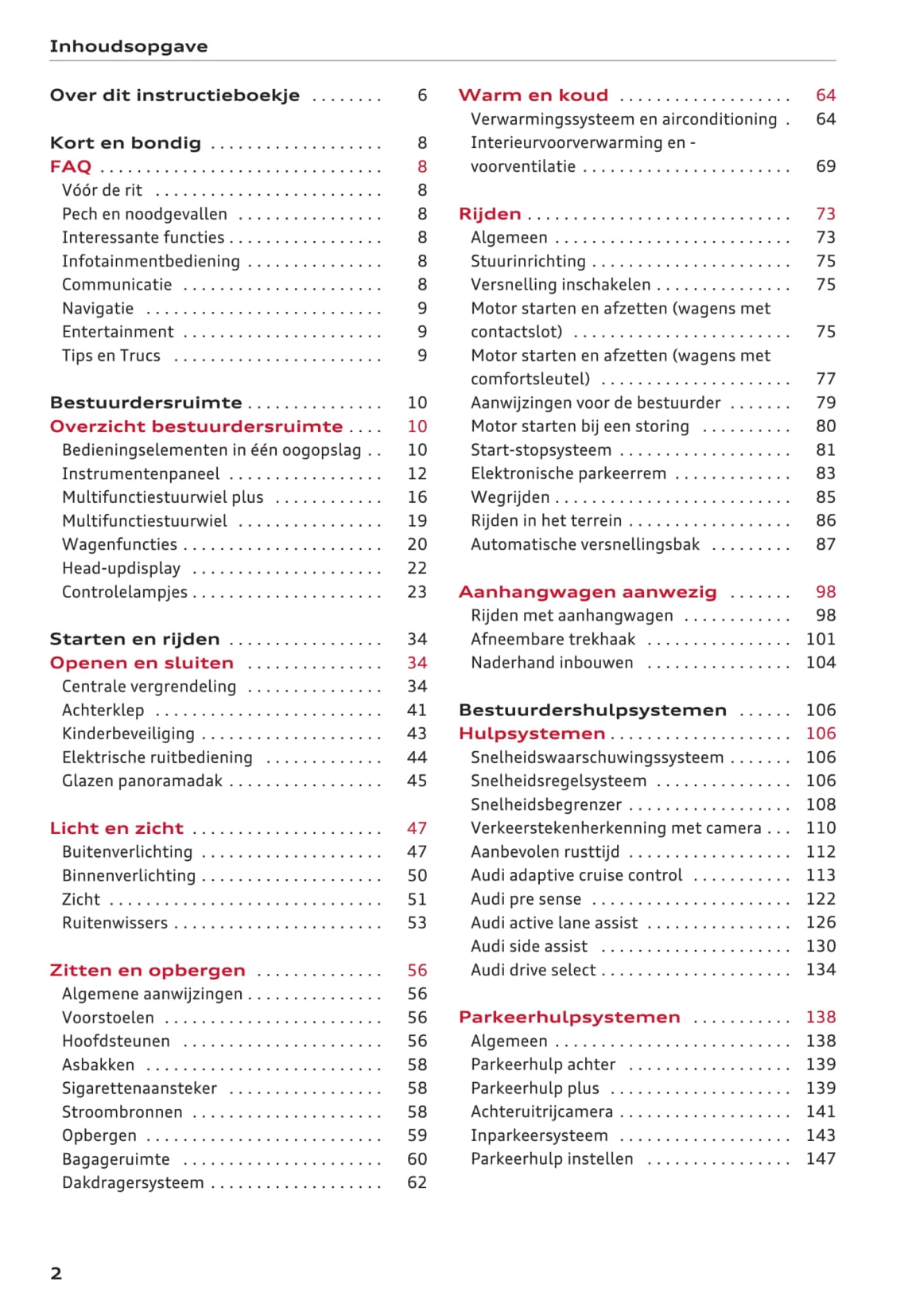 2016-2018 Audi Q2 Owner's Manual | Dutch