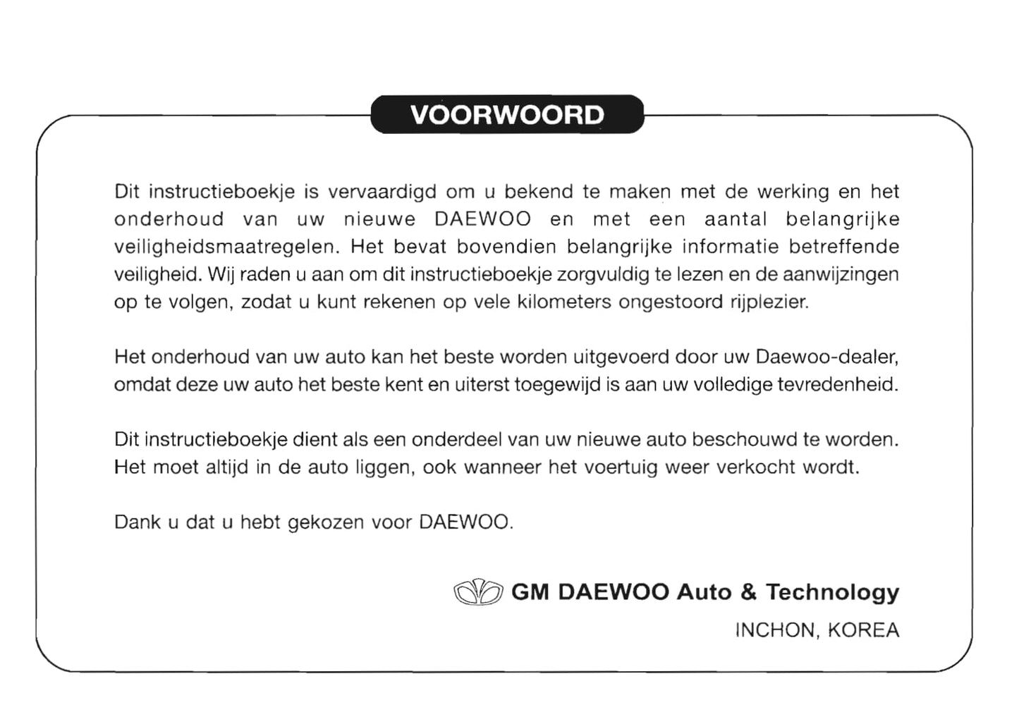 2000-2006 Daewoo Evanda Owner's Manual | Dutch