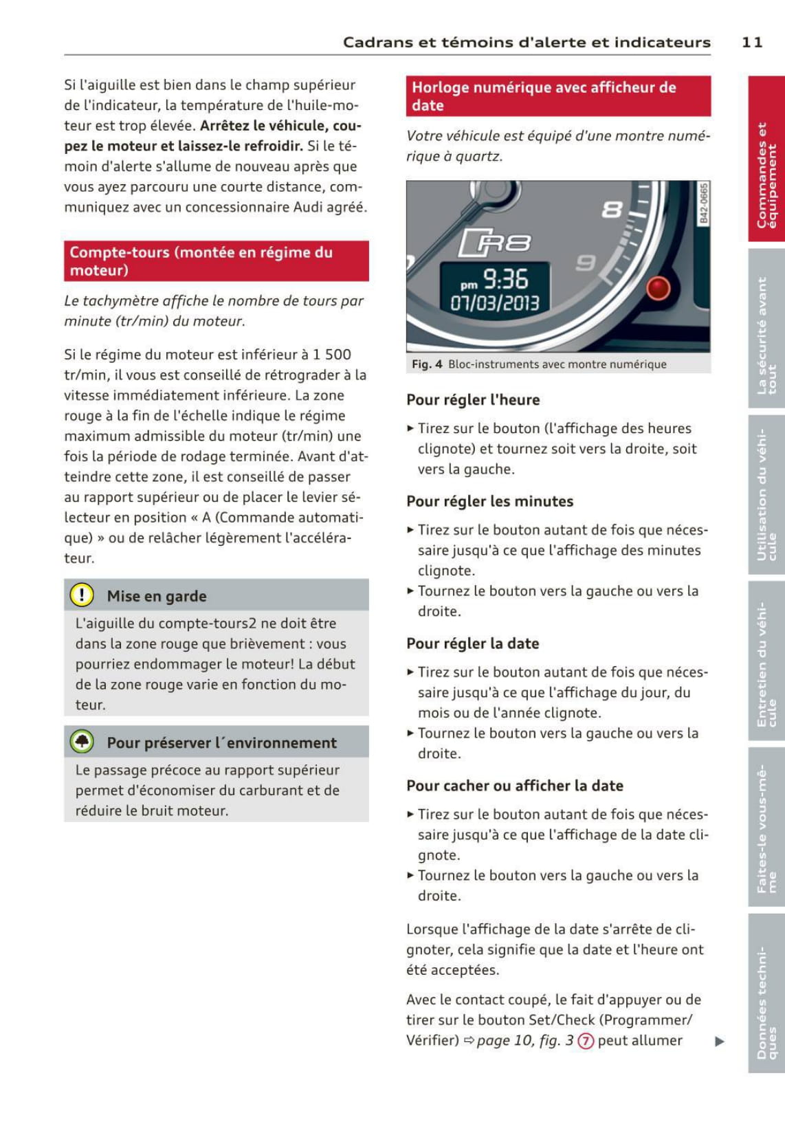2012-2015 Audi R8 Bedienungsanleitung | Französisch