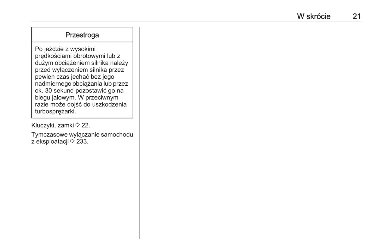 2020 Opel Vivaro Owner's Manual | Polish