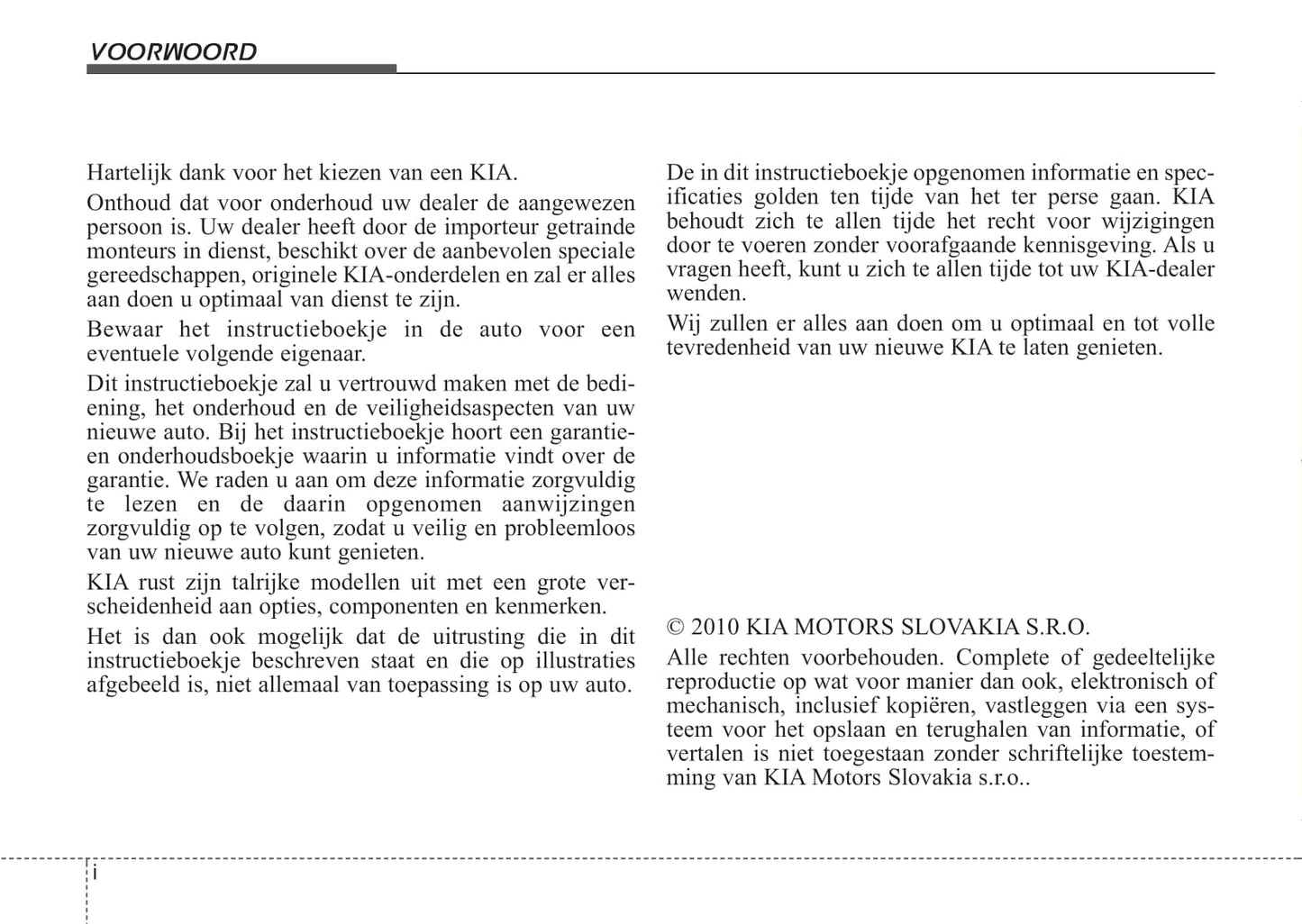 2010-2011 Kia Cee'd Bedienungsanleitung | Niederländisch