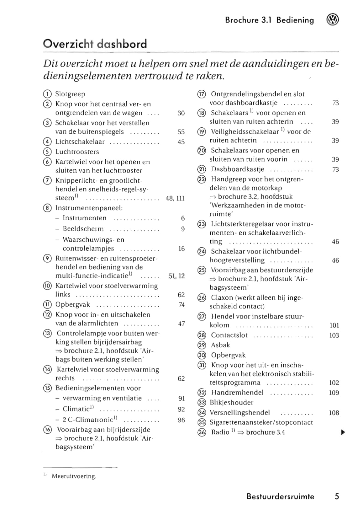 2003-2006 Volkswagen Touran Owner's Manual | Dutch