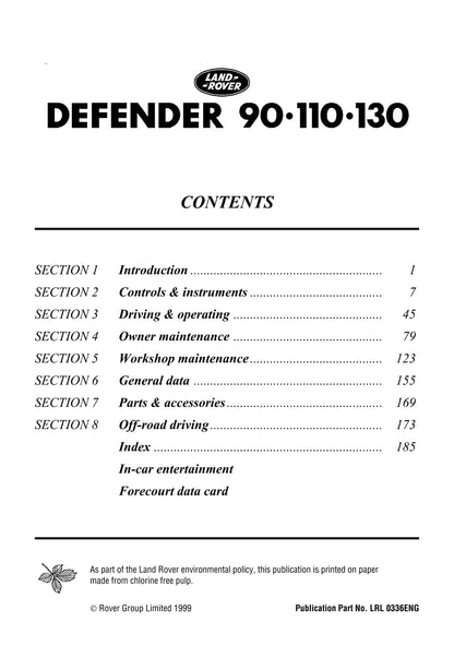 1991-2002 Land Rover Defender Gebruikershandleiding | Engels