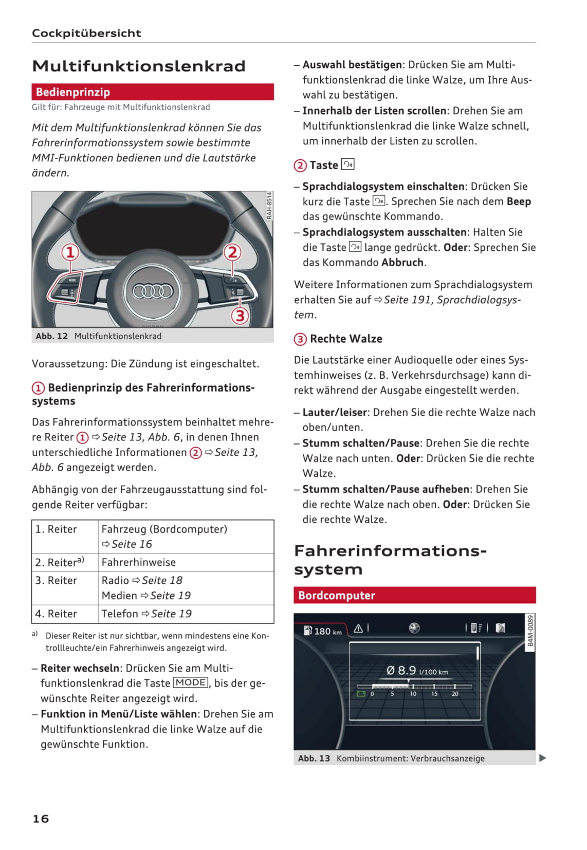 2015-2018 Audi A4 Bedienungsanleitung | Deutsch