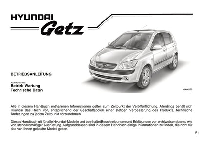 2005-2008 Hyundai Getz Manuel du propriétaire | Allemand